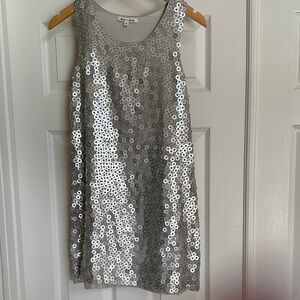 Alice + Olivia  Sequin Silver Dress